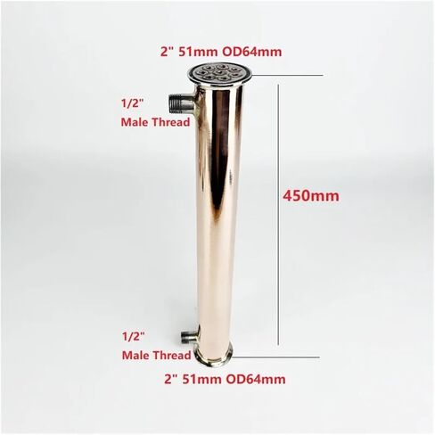 مكثف نحاسي ROUPWKWO 2 بوصة 51 مم (OD64 مم)، ارتداد مع مداس ذكر 1/2 بوصة، الطول 450 مم in Kuwait