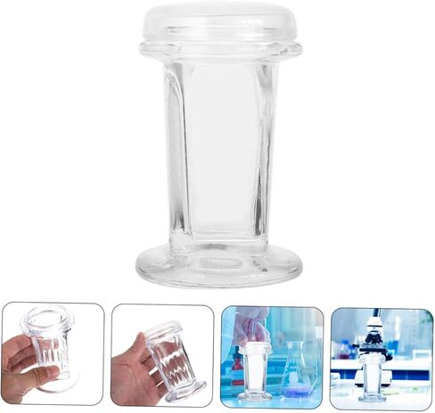 DEARMAMY 3 قطع من برطمانات تلطيخ شرائح المجهر الزجاجي مع غطاء حاويات عينات زجاجية شفافة مقاومة للحرارة للمختبرات السريرية وعلم الأنسجة والدراسات الخلوية in Kuwait
