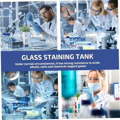 Garneck Coplin Glass Staining Jar with 5 Slides - Ideal for Laboratories - Dyeing Processes and Scientific Applications Durable and Easy to Clean Achieve Precise Results in Kuwait