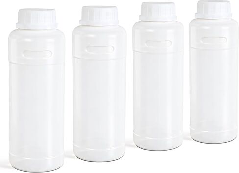 DEMORA 32oz/1000ml Plastic Bottles with Caps, HDPE Food Grade Wide Mouth Plastic Containers, Leak Proof Liquid Containers for Pill Medicine Chemical Reagent Sample (Translucent, 2 Pcs) in Saudi Arabia