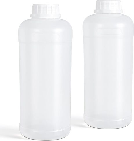 DEMORA 32oz/1000ml Plastic Bottles with Caps, HDPE Food Grade Wide Mouth Plastic Containers, Leak Proof Liquid Containers for Pill Medicine Chemical Reagent Sample (Translucent, 2 Pcs) in Saudi Arabia