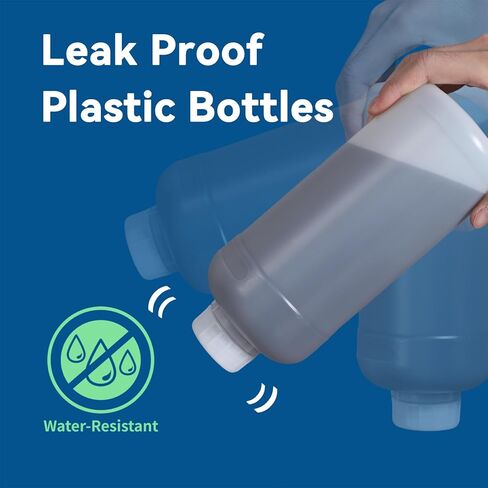 DEMORA 32oz/1000ml Plastic Bottles with Caps, HDPE Food Grade Wide Mouth Plastic Containers, Leak Proof Liquid Containers for Pill Medicine Chemical Reagent Sample (Translucent, 2 Pcs) in Saudi Arabia