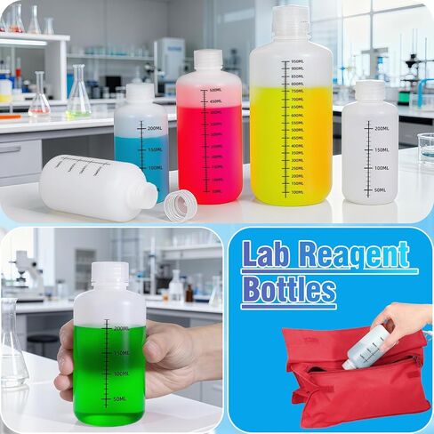 DEMORA 8oz Plastic Bottles with Airtight Caps for Liquids, Graduated Food Grade Plastic Containers, HDPE Thick Liquid Containers for Water Sample Medicine Laboratory Reagent (Translucent, 2 Pcs) in Saudi Arabia
