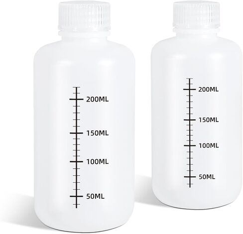 DEMORA 8oz Plastic Bottles with Airtight Caps for Liquids, Graduated Food Grade Plastic Containers, HDPE Thick Liquid Containers for Water Sample Medicine Laboratory Reagent (Translucent, 2 Pcs) in Saudi Arabia
