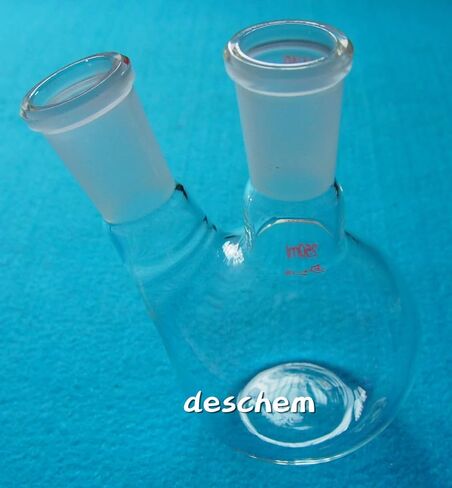 Deschem 250ml,2-Neck,24/40,Flat Bottom Glass Flask,Double Necks,Lab Bottle in Saudi Arabia