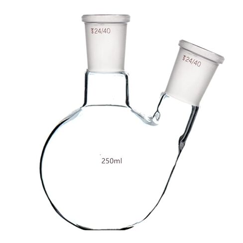 Deschem 250ml,2-Neck,24/40,Flat Bottom Glass Flask,Double Necks,Lab Bottle in Saudi Arabia