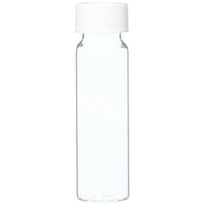 JG Finneran 9-102-2 Clear Borosilicate Glass Precleaned VOA Vial with White Polypropylene Open Top Closure and 0.125" PTFE/Silicone Septa, 24-414mm Cap Size, 40mL Capacity (Pack of 72) in Saudi Arabia