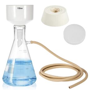 FOUR E'S SCIENTIFIC 1000mL Buchner Funnel Filtering Kit with Filter Flask, 100mm Ceramic Funnel, 1L Lab Borosilicate Glass Vacuum Flask, 100 Pcs Filter Paper, and Rubber Stopper Set in Kuwait