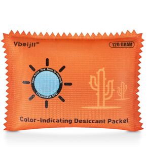 120 Gram (6 Pack) Color-Indicating Desiccant Packs for Storage, Rechargeable Silica Gel Packets, Moisture Absorbers for Storage Bins, 3D Filaments, Cars, Safe, Electronics, Toolboxes in Kuwait