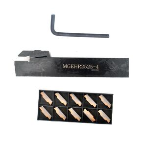 MGEHR2525-4 Grooving Tool Holder with 10 Carbide Inserts, External Turning Tool Set, BDDH (MGEHR-3+MGMN300-M) in Kuwait