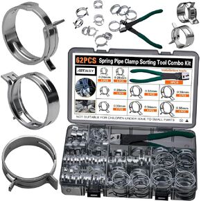 مشابك أنابيب زنبركية 340 قطعة، مع أدوات مشبك أنابيب زنبركية، 12 مقاسًا 6-22 مم مشابك خرطوم زنبركية، تستخدم لإصلاح واجهات الخراطيم في السيارات والبحرية والبستنة والتطبيقات الصناعية in Kuwait