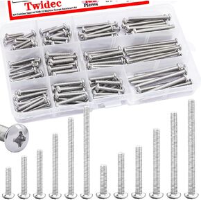 Twidec/Machine Screw Kit,304 Stainless Steel #6-32#8-32 Electrical Long Outlet Screws Phillips Pan Head Electricians Screws 102PCS 5/8 to 2 inch for Wall Plate Switch, Receptacles Mounting Screw in Kuwait
