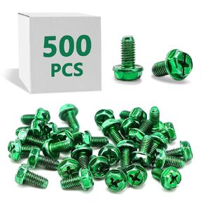 AOIGU 100 PCS Green Ground Screws for Electrical Box,10-32 x 3/8 Inch Combo Grounding Screw Hex Phillips Head for Junction Box and Electric Outlet in Saudi Arabia