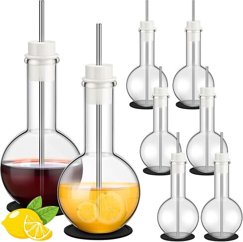 Copkim 25 Pcs Lab Flask Chemistry Drinking Glasses, 6 Set 8.5 oz Chemistry Glasses Gift Clear Novelty Tumbler Scientific Beaker Mugs Flasks for Teacher Laboratory Staff(Distilling Flask) in Saudi Arabia