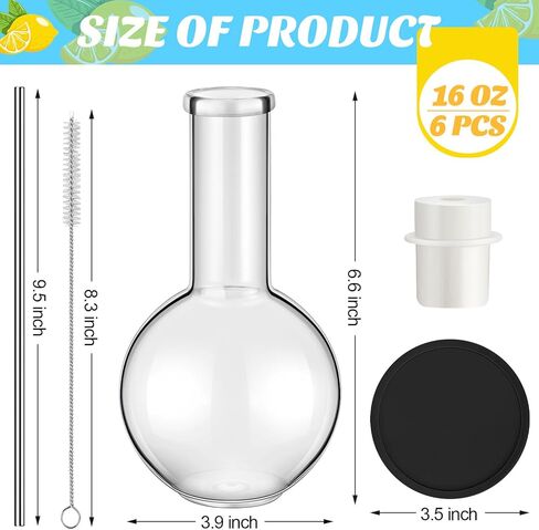 Copkim 25 Pcs Lab Flask Chemistry Drinking Glasses, 6 Set 8.5 oz Chemistry Glasses Gift Clear Novelty Tumbler Scientific Beaker Mugs Flasks for Teacher Laboratory Staff(Distilling Flask) in Saudi Arabia