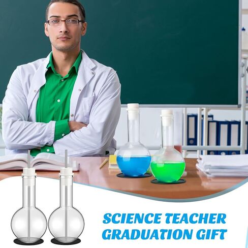 Copkim 25 Pcs Lab Flask Chemistry Drinking Glasses, 6 Set 8.5 oz Chemistry Glasses Gift Clear Novelty Tumbler Scientific Beaker Mugs Flasks for Teacher Laboratory Staff(Distilling Flask) in Saudi Arabia