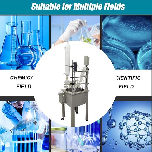 TECHTONGDA 30L Single Layer Glass Reactor 110V Labs Chemical Glass Reactor with Condensor and Stainless Steel Water Bath, Chemical Reaction Vessel for Chemical Biosciences Fields in Kuwait