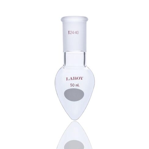 Laboy Glass 50mL Heavy Wall Pear-Shaped Flask with 24/40 Joint, Borosilicate 3.3 Hand-Blown Recovery Flask for Rotary Evaporator, Organic Chemistry Pack of 2 in Saudi Arabia