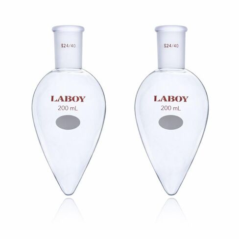 Laboy Glass 50mL Heavy Wall Pear-Shaped Flask with 24/40 Joint, Borosilicate 3.3 Hand-Blown Recovery Flask for Rotary Evaporator, Organic Chemistry Pack of 2 in Saudi Arabia