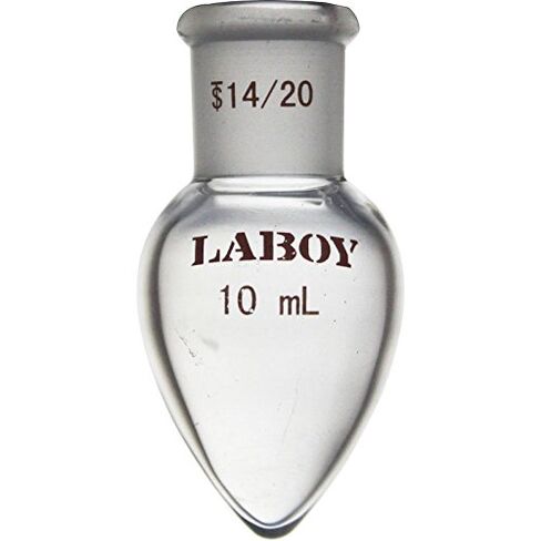 قارورة Laboy Glass 25ml ذات جدار ثقيل على شكل كمثرى مع وصلة 14/20، قارورة استرداد منفوخة يدويًا من البورسليكات 3.3 للمبخر الدوار، حزمة كيمياء عضوية مكونة من قطعتين in Saudi Arabia