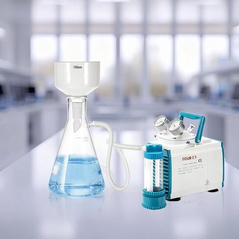 FOUR E'S SCIENTIFIC 1000mL Buchner Funnel Filtering Kit with Filter Flask, 100mm Ceramic Funnel, 1L Lab Borosilicate Glass Vacuum Flask, 100 Pcs Filter Paper, and Rubber Stopper Set in Kuwait