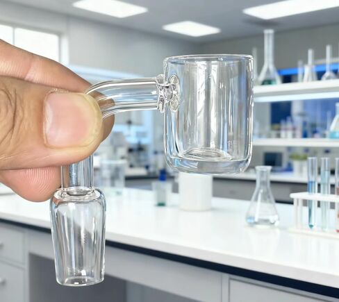 Laboratory 6-Piece Glass Funnel Set, 1-Inch Wide, Clear Borosilicate, with Right-Angle Buffer Zone for Chemical Filtration, Includes 4 Funnels and 2 Cleaning Brushes，100% Quartz Material in Saudi Arabia