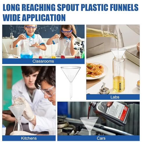 Aemygo 3.6" (90mm) Plastic Funnels Set, 30 Pcs Clear Scientific Filter Funnels for Powder, Multipurpose Lab Funnel with 95mm Short Stem for for Laboratory, Classroom or Home Use in Saudi Arabia