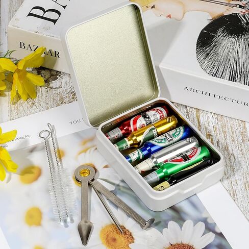 مجموعة مكشطة أنابيب البيرة المحمولة القابلة للفصل، 6 قطع، 6 ألوان، بما في ذلك حقيبة تخزين معدنية، وفرشاة تنظيف، وشبكة فلتر معدنية in Kuwait