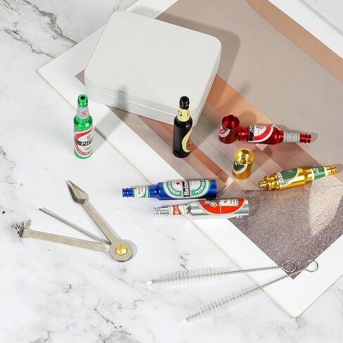 مجموعة مكشطة أنابيب البيرة المحمولة القابلة للفصل، 6 قطع، 6 ألوان، بما في ذلك حقيبة تخزين معدنية، وفرشاة تنظيف، وشبكة فلتر معدنية in Kuwait