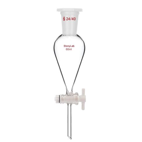 stonylab Borosilicate Glass 250 ml Heavy Wall Conical Separatory Funnel with 24/40 Joints and PTFE Stopcock in Saudi Arabia