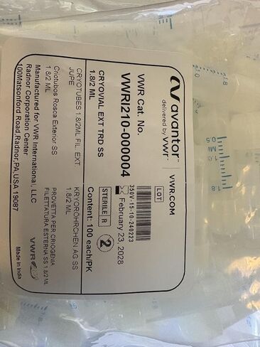 2 mL Cryogenic Vials, External Thread with White Cap, Sterile, Self-Standing Tubes for Laboratory Sample Storage, Clear Tube with Blue Graduations (Pack of 100) in Saudi Arabia