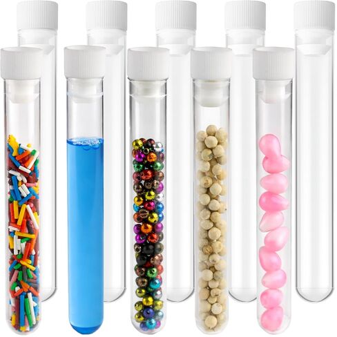 Berenti 30 PCS Plastic Test Tubes with Caps (50 ml) - 28 x 109 mm (W x L) Clear Test Tubes as Storage Containers for Beads, Powder, Candy, Small Gumballs and for Sample Testing, Home & Party Décor in Saudi Arabia