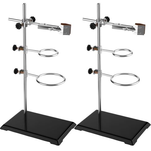Otoolling 2 Set Chemistry Laboratory Stands Support Set, Steel Lab Stand with Cast Iron Base Lab Stand Rod 16 with Burette Clamp Flask Ring Clamps for Teachers Experimental Equipment Tools in Saudi Arabia