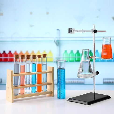 Otoolling 2 Set Chemistry Laboratory Stands Support Set, Steel Lab Stand with Cast Iron Base Lab Stand Rod 16 with Burette Clamp Flask Ring Clamps for Teachers Experimental Equipment Tools in Saudi Arabia