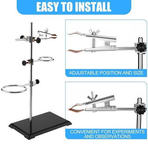 Otoolling 2 Set Chemistry Laboratory Stands Support Set, Steel Lab Stand with Cast Iron Base Lab Stand Rod 16 with Burette Clamp Flask Ring Clamps for Teachers Experimental Equipment Tools in Saudi Arabia