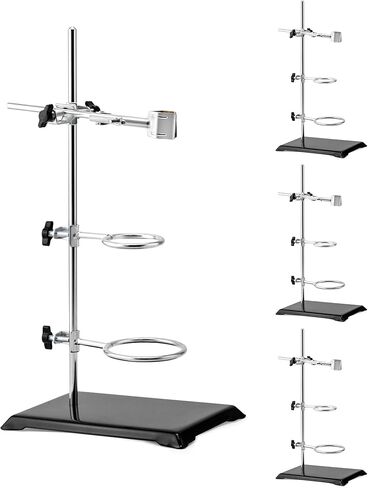 QWORK Laboratory Stands Support Set, 4 Pack Steel Lab Stand Set with Cast Iron Base, Rod 16" L with Burette Clamp and Flask Ring Clamps in Saudi Arabia