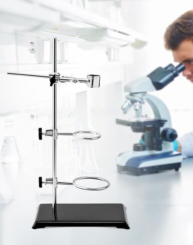 QWORK Laboratory Stands Support Set, 4 Pack Steel Lab Stand Set with Cast Iron Base, Rod 16" L with Burette Clamp and Flask Ring Clamps in Saudi Arabia