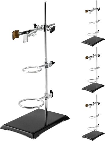 QWORK Laboratory Stands Support Set, 4 Pack Steel Lab Stand Set with Cast Iron Base, Rod 16" L with Burette Clamp and Flask Ring Clamps in Saudi Arabia