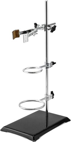 QWORK Laboratory Stands Support Set, 4 Pack Steel Lab Stand Set with Cast Iron Base, Rod 16" L with Burette Clamp and Flask Ring Clamps in Saudi Arabia