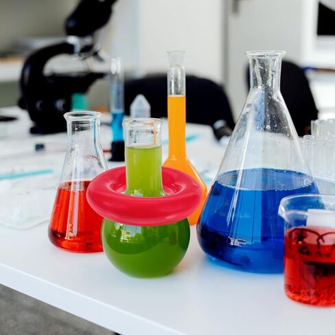 iplusmile 2 حزمة حلقات وزن القارورة 48 مم، مثبتات الرصاص المطلية بالفينيل للأواني الزجاجية Erlenmeyer، ثقل الموازنة المختبري للحمام المائي، ملحقات تجربة الكيمياء in Kuwait