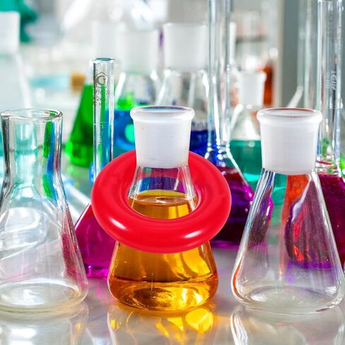 iplusmile 2 حزمة حلقات وزن القارورة 48 مم، مثبتات الرصاص المطلية بالفينيل للأواني الزجاجية Erlenmeyer، ثقل الموازنة المختبري للحمام المائي، ملحقات تجربة الكيمياء in Kuwait