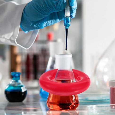 iplusmile 2 حزمة حلقات وزن القارورة 48 مم، مثبتات الرصاص المطلية بالفينيل للأواني الزجاجية Erlenmeyer، ثقل الموازنة المختبري للحمام المائي، ملحقات تجربة الكيمياء in Kuwait