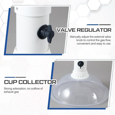 Sumind Lab أذرع مستخرج الدخان بفتحة تهوية العادم مع ذراع غص محوري قابل للتعديل 360 درجة للأبخرة والمواد الكيميائية، غطاء دخان مستخرج من مادة البولي بروبيلين الأبيض للمختبر، الصناعي، الكى in Kuwait