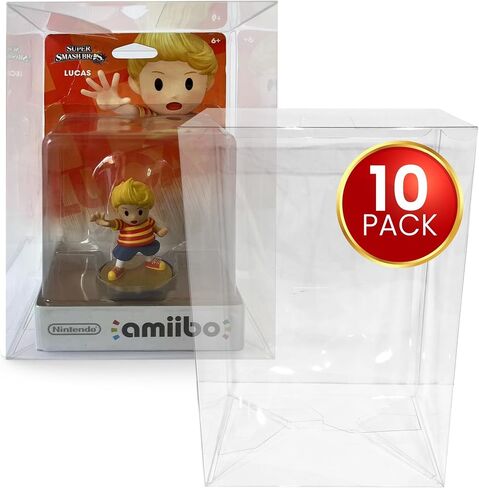 EVORETRO Action Figure Display Case Protector for Small Amiibo Like Kazuya in Super Smash Bros - 10-Pack 0.40mm Thick, Clear, Stackable, Custom Fit Design, Easy Setup & Storage for Collectors in Kuwait