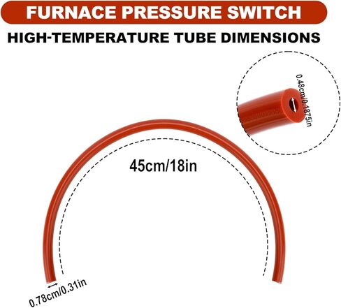 79-21491-83 خرطوم تبديل ضغط الفرن متوافق مع Rheem Ruud Weatherking، 3/16 بوصة معرف × 18 بوصة مفتاح ضغط فرن مطاطي عالي المرونة أنابيب درجة حرارة عالية in Kuwait