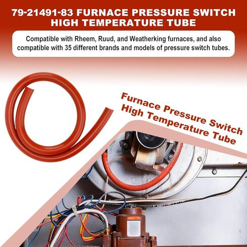 79-21491-83 خرطوم تبديل ضغط الفرن متوافق مع Rheem Ruud Weatherking، 3/16 بوصة معرف × 18 بوصة مفتاح ضغط فرن مطاطي عالي المرونة أنابيب درجة حرارة عالية in Kuwait