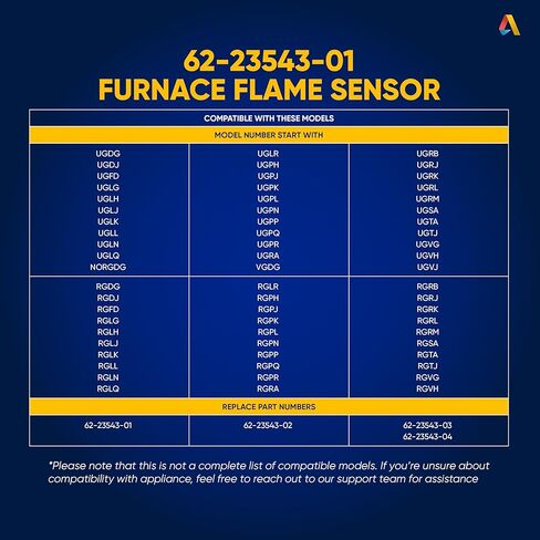 【ترقية 2026】62-23543-01 قضيب مستشعر لهب الفرن - متوافق مع Rheem، Ruud، WeatherKing، المنطقة الحرارية، فرن DuroGuard - يستبدل 62-23543-01، 62-23543-02، 62-23543-03، 62-23543-04 in Saudi Arabia