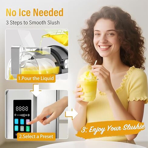 ماكينة سلاشي RUN.SE Slush-Ease - 2 لتر/68 أونصة ماكينة سلاشي لا تحتاج إلى ثلج للمنزل، تجميد سريع لمدة 5 دقائق، تنظيف ذاتي، 6 أوضاع محددة مسبقًا | المارجريتا المجمدة، الكوكتيلات، العصائر، فرابتشينو، آيس كريم. in Saudi Arabia