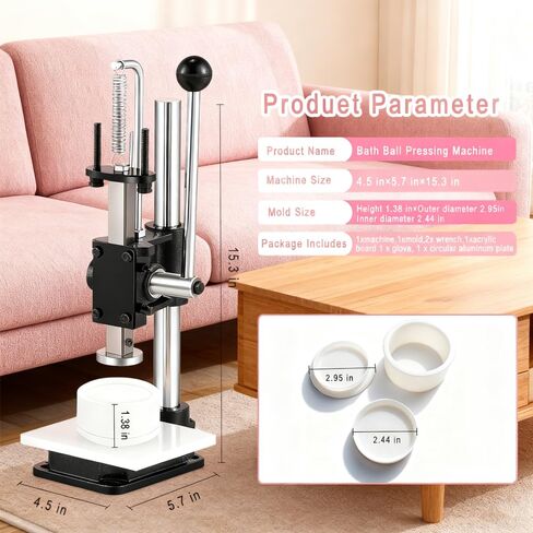آلة ضغط كرة الحمام من ERPHIC مع قالب صابون شامبو دائري، آلة ضغط باخرة الدش بارتفاع قابل للتعديل لهدايا السبا المصنوعة يدويًا وصناعة الصابون in Kuwait