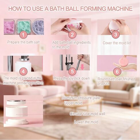 آلة ضغط كرة الحمام من ERPHIC مع قالب صابون شامبو دائري، آلة ضغط باخرة الدش بارتفاع قابل للتعديل لهدايا السبا المصنوعة يدويًا وصناعة الصابون in Kuwait